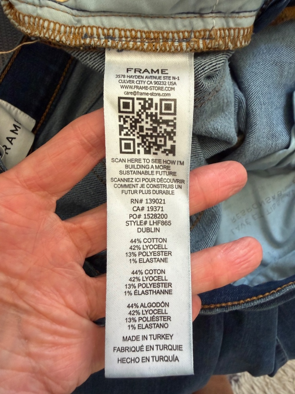 Frame 'Le High Flare' Dark Denim Stretch 5 Pocket Zip Size 27 - Picture 8 of 9